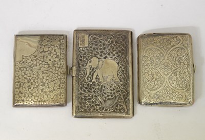 Lot 129 - Late Victorian silver purse, Victorian silver cigarette case, and an Indian cigarette case