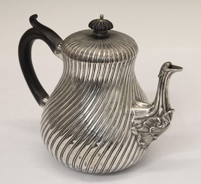 Lot 156 - Victorian silver wrythen reeded teapot