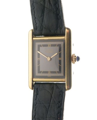 Lot 110 - Cartier - Lady's Vermeil Tank Quartz silver gilt cased wristwatch