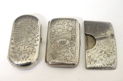 Lot 119 - Silver cigarette case, card case and purse (3)