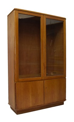 Lot 528 - Golden oak cabinet bookcase