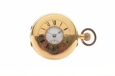 Lot 98 - Yellow metal (18K) half hunter cased pocket watch