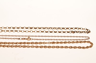 Lot 66 - Three various 9ct gold necklaces