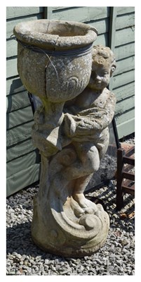 Lot 611 - Garden ornament - Cherub with urn