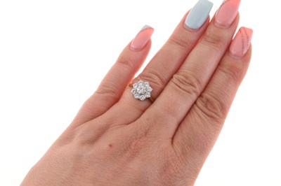 Lot 5 - Nine-stone diamond cluster ring