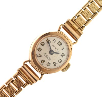 Lot 112 - Verity - Lady's 17 Jewels Incabloc 9ct gold cocktail watch