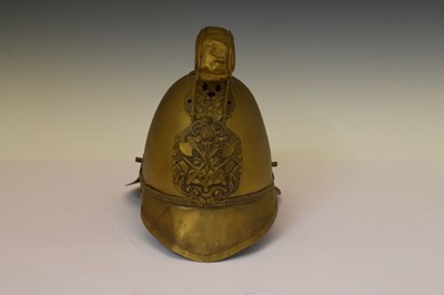 Lot 195 - Reproduction Victorian brass fireman's helmet