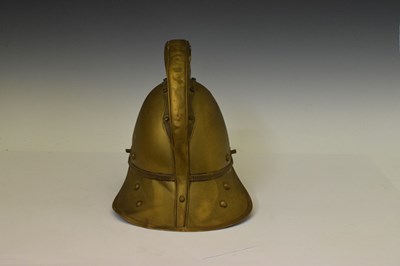 Lot 195 - Reproduction Victorian brass fireman's helmet