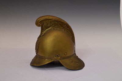 Lot 195 - Reproduction Victorian brass fireman's helmet