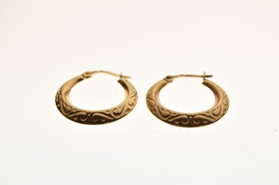 Lot 85 - Three pairs of 9ct gold hoop earrings