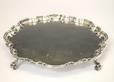 Lot 154 - George V silver pie-crust salver