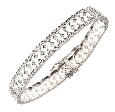 Lot 48 - 9ct white gold diamond set bracelet