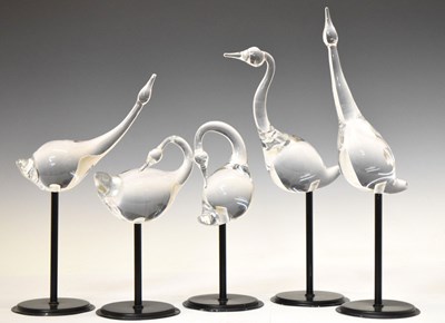 Lot 339 - Five Studio Ahus (Sweden) glass models of swans