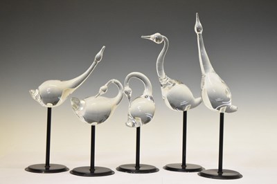 Lot 339 - Five Studio Ahus (Sweden) glass models of swans