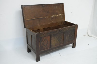 Lot 530 - 18th Century oak three panelled coffer