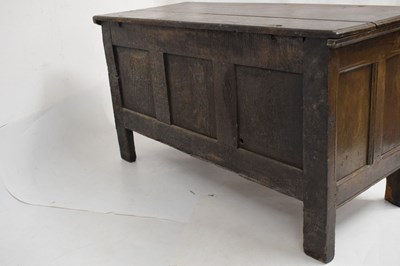 Lot 530 - 18th Century oak three panelled coffer