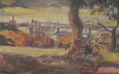 Lot 544 - Terence Scales (b.1933) - Watercolour – ‘Isle of Dogs from Greenwich Park‘