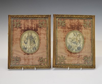 Lot 614 - Pair of 17th Century Ecclesiastical silk panels