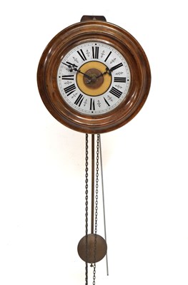 Lot 562 - Postman's alarm-type weight-driven wall clock