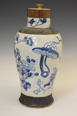 Lot 391 - Chinese blue and white crackle ware vase