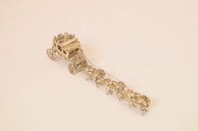 Lot 133 - Silver model of The Gold State Coach, Edward VII silver pin dish, etc