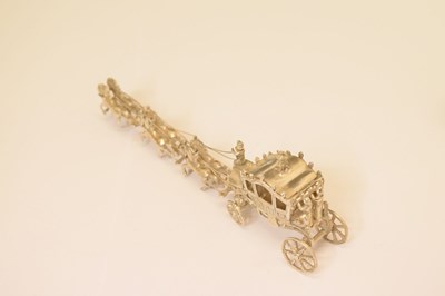 Lot 133 - Silver model of The Gold State Coach, Edward VII silver pin dish, etc