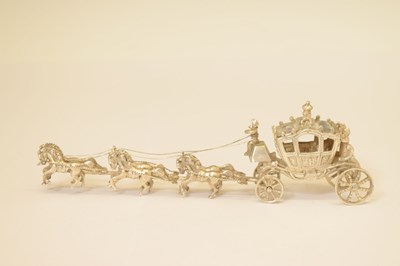 Lot 133 - Silver model of The Gold State Coach, Edward VII silver pin dish, etc