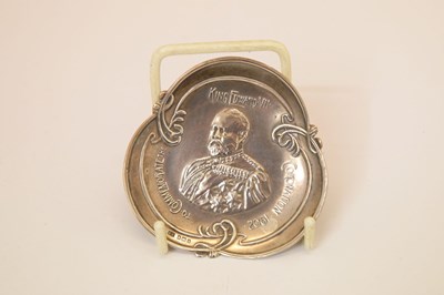 Lot 133 - Silver model of The Gold State Coach, Edward VII silver pin dish, etc