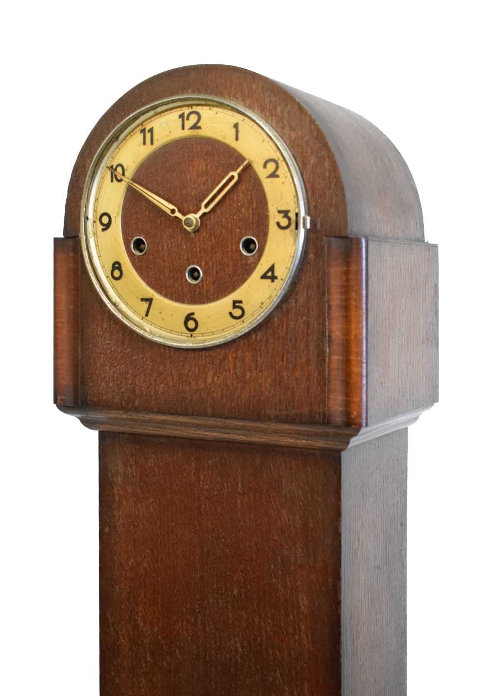 Lot 517 - Art Deco oak cased Grandmother clock