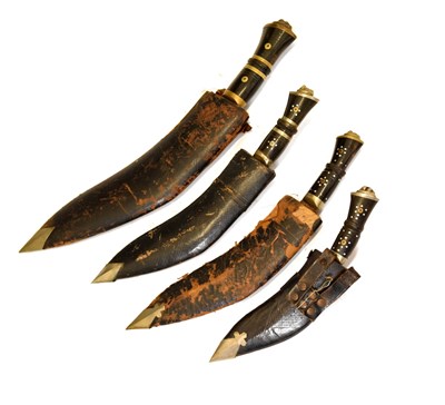 Lot 301 - Nepalese kukri of traditional form and three smaller kukris