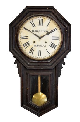 Lot 341 - American wall clock, Ansonia, retailed by Albert Dark Barnstaple