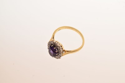Lot 26 - 18ct gold amethyst and single-cut diamond cluster ring