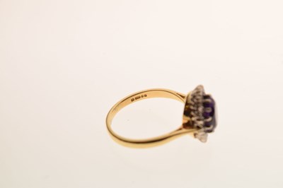 Lot 26 - 18ct gold amethyst and single-cut diamond cluster ring