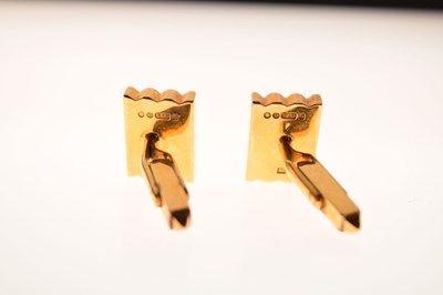 Lot 87 - Pair of heavy gauge 9ct gold cufflinks, and another pair