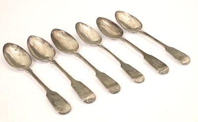 Lot 151 - Set of six Victorian silver Fiddle pattern teaspoons