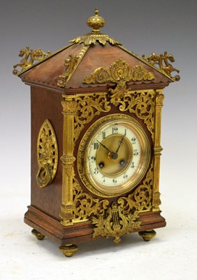 Lot 348 - Late 19th Century French oak-cased mantel clock