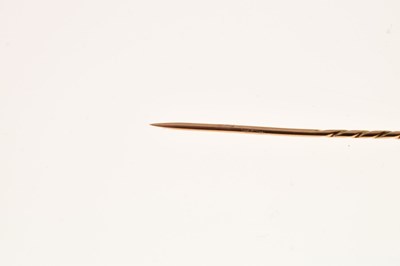 Lot 54 - An enamel and diamond set heart stick pin