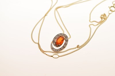 Lot 52 - 9ct gold fire opal pendant and earring set