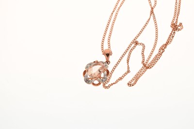 Lot 59 - 9ct rose gold, morganite and diamond set pendant