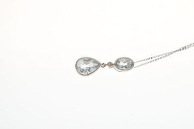 Lot 59 - 9ct gold aquamarine and diamond pendant