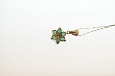 Lot 55 - Emerald and diamond cluster pendant