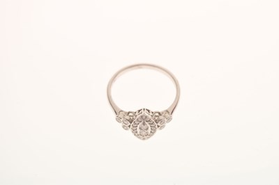 Lot 11 - 9ct white gold marquise shaped diamond cluster ring