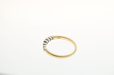 Lot 19 - 9ct gold, emerald and diamond half eternity ring