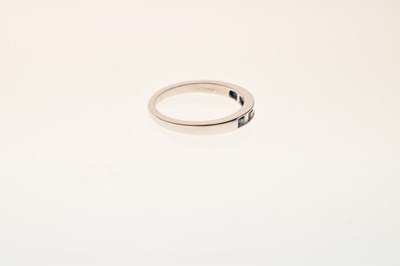 Lot 35 - 9ct white gold half hoop eternity ring, channel set square cut sapphires and baguette cut diamonds