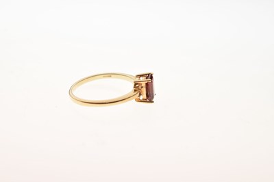 Lot 48 - 9ct gold step-cut garnet single-stone ring