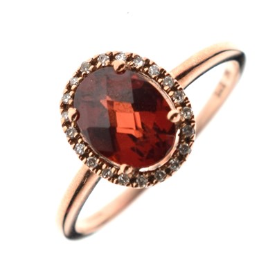 Lot 49 - 9ct rose gold, garnet and diamond cluster ring