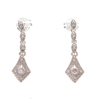 Lot 150 - Pair of white gold diamond set drop earrings