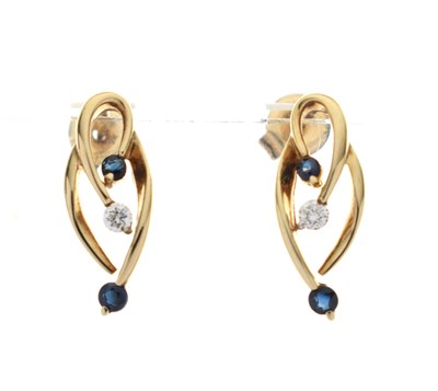 Lot 154 - 9ct gold, sapphire and diamond ear studs