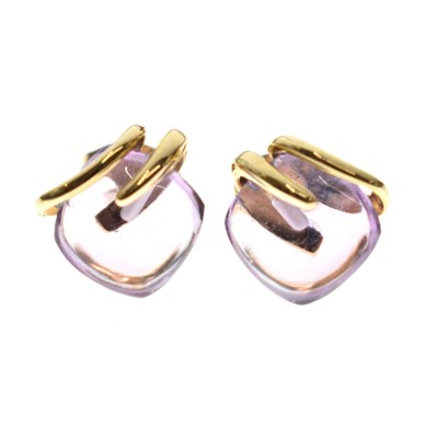 Lot 161 - Amethyst and gold ear studs