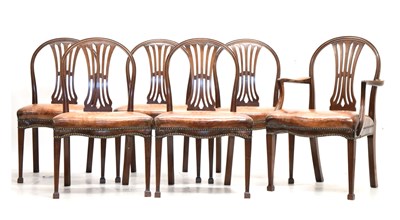 Lot 726 - Set of twelve mahogany Hepplewhite style dining chairs by Gill & Reigate of London